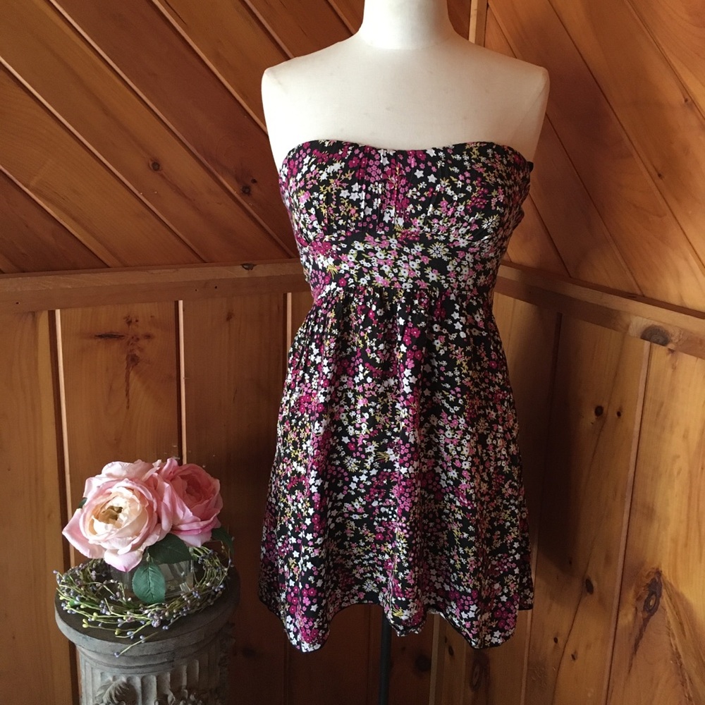 Strapless Floral Dress